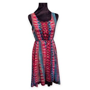 Vintage Millennium High Low Dress in Pink and Blue With Lace Up Back Size Small